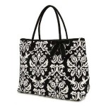 belvah Quilted Damask Print Large Tote Bag